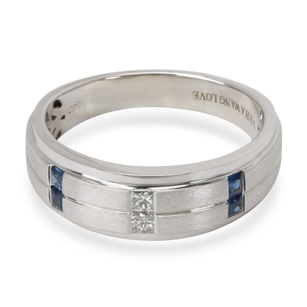 Vera Wang Love Collection Diamond & Sapphire Men's Wedding Band in 14KT Gold